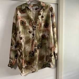 🍇vintage silk button up Newport News 100% silk size large